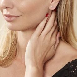 Boucles D'oreilles Puces Elara Noeud Or Jaune Oxyde De Zirconium
