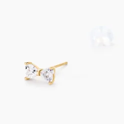 Boucles D'oreilles Puces Elara Noeud Or Jaune Oxyde De Zirconium