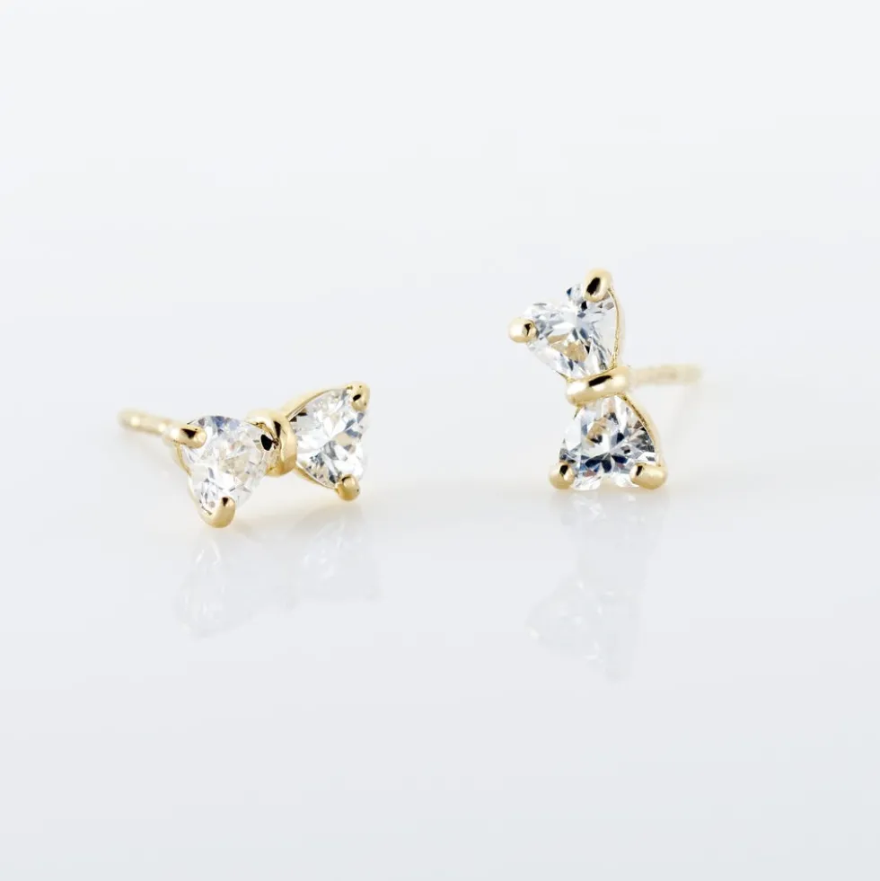 Boucles D'oreilles Puces Elara Noeud Or Jaune Oxyde De Zirconium