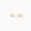 Boucles D'oreilles Puces Elda Serti Clos Or Jaune Oxyde De Zirconium