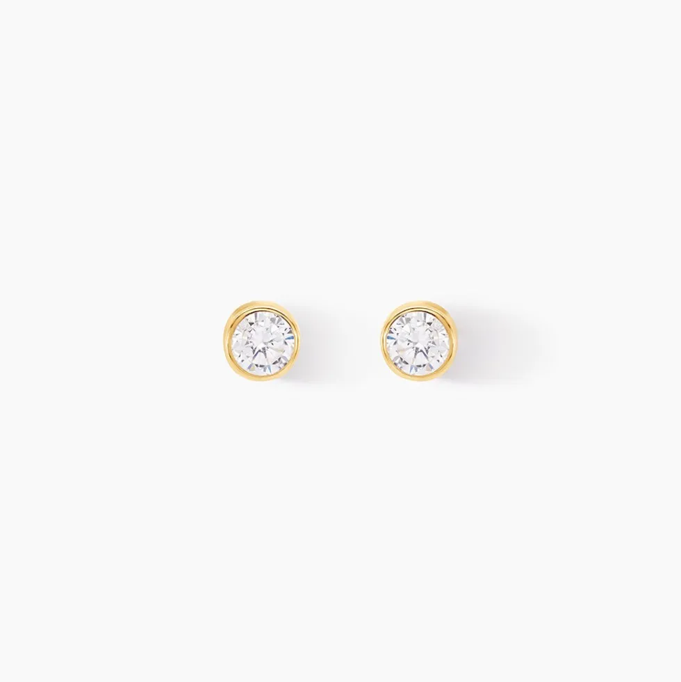 Boucles D'oreilles Puces Elda Serti Clos Or Jaune Oxyde De Zirconium