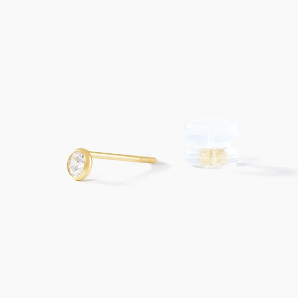Boucles D'oreilles Puces Elda Serti Clos Or Jaune Oxyde De Zirconium