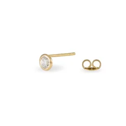 Boucles D'oreilles Puces Elda Serti Clos Or Jaune Oxyde De Zirconium