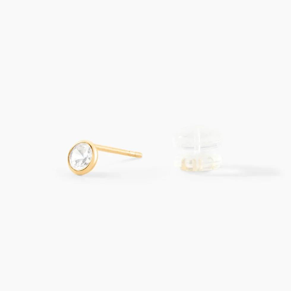 Boucles D'oreilles Puces Elda Serti Clos Or Jaune Oxyde De Zirconium
