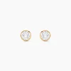 Boucles D'oreilles Puces Elda Serti Clos Or Jaune Oxyde De Zirconium