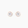 Boucles D'oreilles Puces Elda Serti Clos Or Rose Oxyde De Zirconium