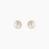 Boucles D'oreilles Puces Elda Serti Clos Or Jaune Oxyde De Zirconium