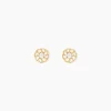 Boucles D'oreilles Puces Eleanor Fleur Or Jaune Oxyde De Zirconium