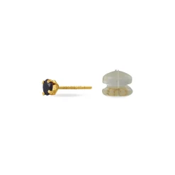 Boucles D'oreilles Puces Elea Serti Griffe Or Jaune Saphir