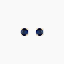 Boucles D'oreilles Puces Elea Serti Griffe Or Jaune Saphir