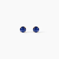 Boucles D'oreilles Puces Elea Serti Griffe Or Jaune Saphir