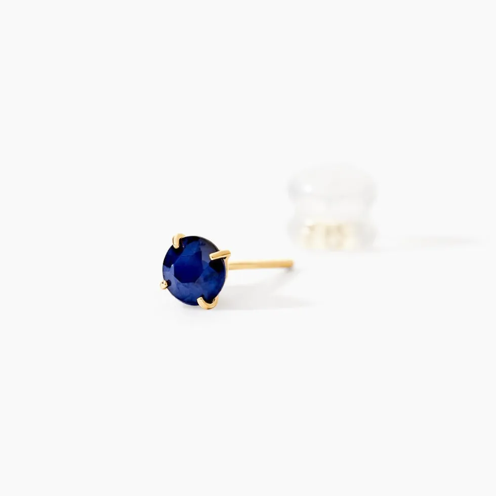 Boucles D'oreilles Puces Elea Serti Griffe Or Jaune Saphir