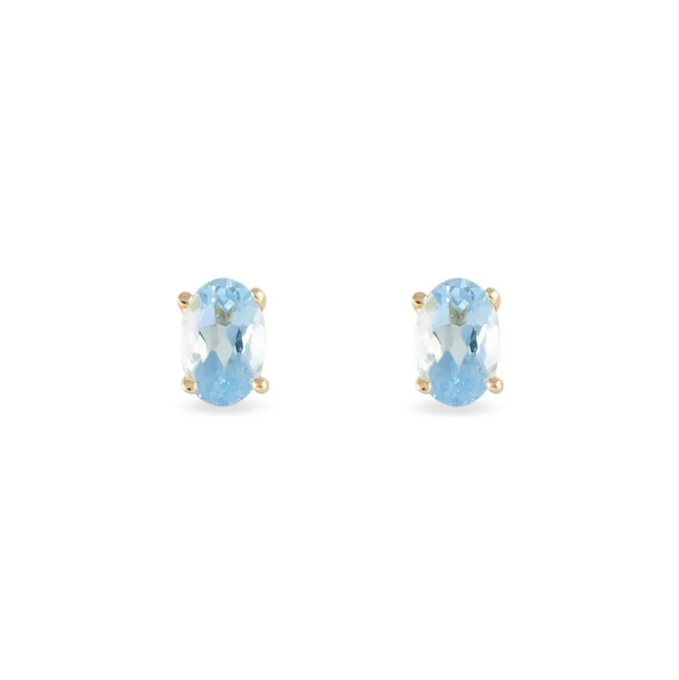 Boucles D'oreilles Puces Elea Serti Griffe Or Jaune Topaze