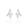 Boucles D'oreilles Puces Electa Or Blanc Topaze Et Oxyde De Zirconium