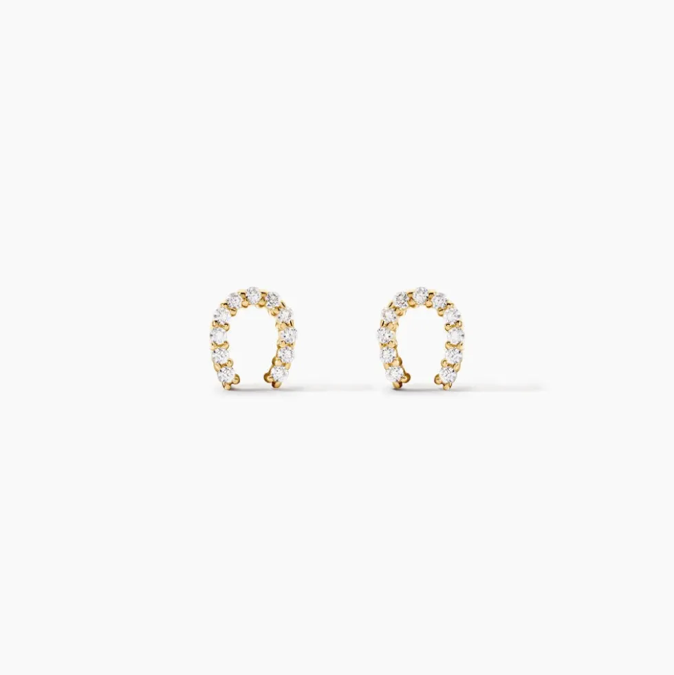 Boucles D'oreilles Puces Elouen Fer A Cheval Or Jaune Oxyde