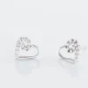 Boucles D'oreilles Puces Eluf Cœur Or Blanc Oxyde De Zirconium