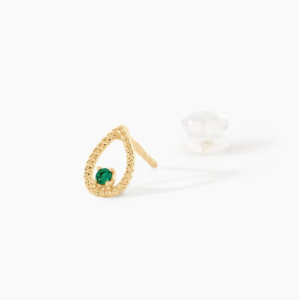 Boucles D'Oreilles Puces Emeria Or Jaune Emeraude