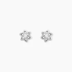 Boucles D'oreilles Puces Emiliette Argent Blanc Oxyde De Zirconium
