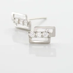 Boucles D'oreilles Puces Eoin Or Blanc Oxyde De Zirconium