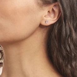 Boucles D'oreilles Puces Eoin Or Blanc Oxyde De Zirconium