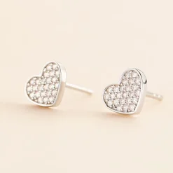 Boucles D'oreilles Puces Esperanza Argent Blanc Oxyde De Zirconium