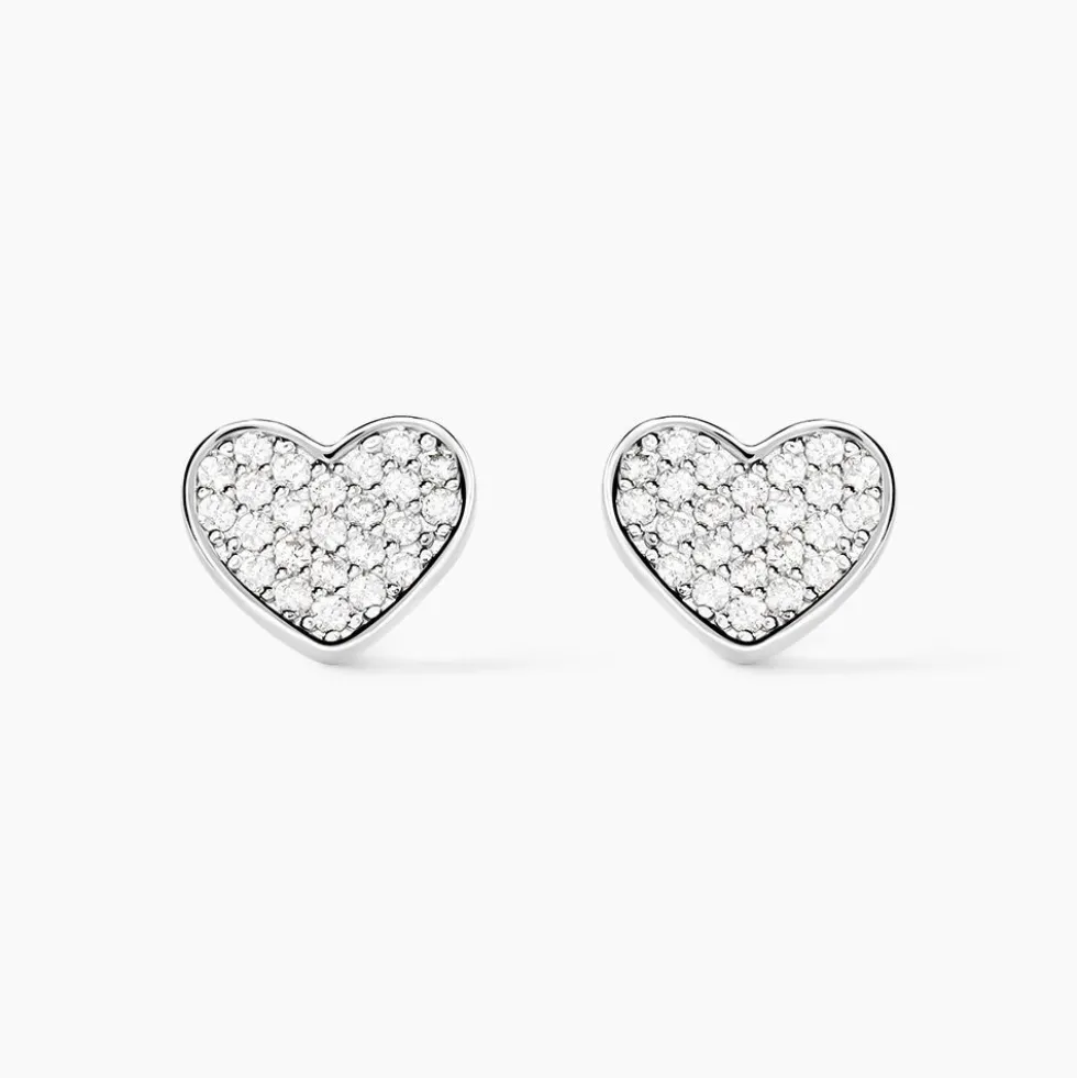 Boucles D'oreilles Puces Esperanza Argent Blanc Oxyde De Zirconium