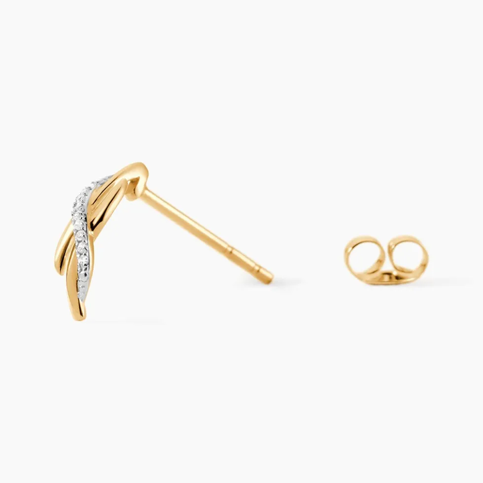 Boucles D'oreilles Puces Ester Or Jaune Diamant