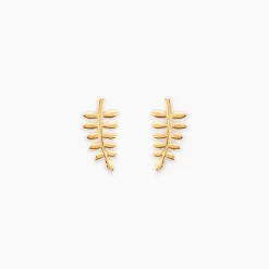 Boucles D'oreilles Puces Eudia Feuilles Or Jaune