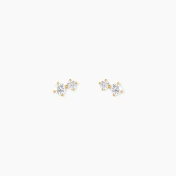 Boucles D'oreilles Puces Eugenio Or Jaune Diamant Synthétique