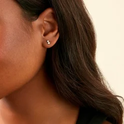 Boucles D'oreilles Puces Eugenio Or Jaune Diamant Synthétique