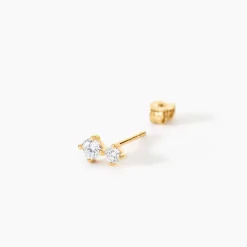 Boucles D'oreilles Puces Eugenio Or Jaune Diamant Synthétique