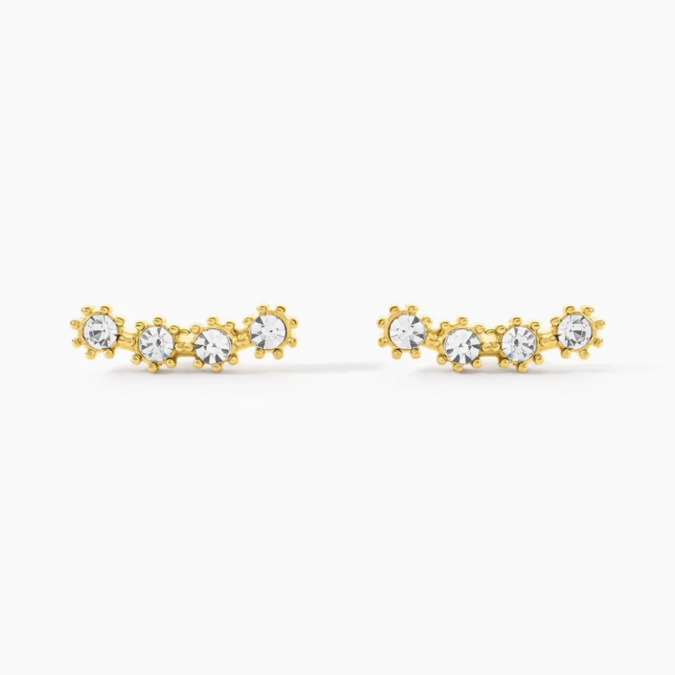 Boucles D'oreilles Puces Eva Acier Jaune Cristal