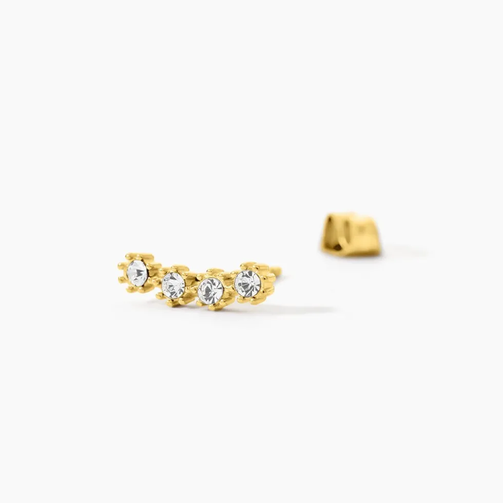 Boucles D'oreilles Puces Eva Acier Jaune Cristal