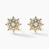Boucles D'oreilles Puces Eva Acier Jaune Oxyde De Zirconium