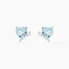 Boucles D'oreilles Puces Eva Or Blanc Topaze Et Oxyde De Zirconium