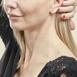 Boucles D'oreilles Puces Eve Argent Blanc Oxyde De Zirconium