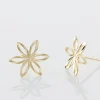 Boucles D'oreilles Puces Fadia Fleur Or Jaune