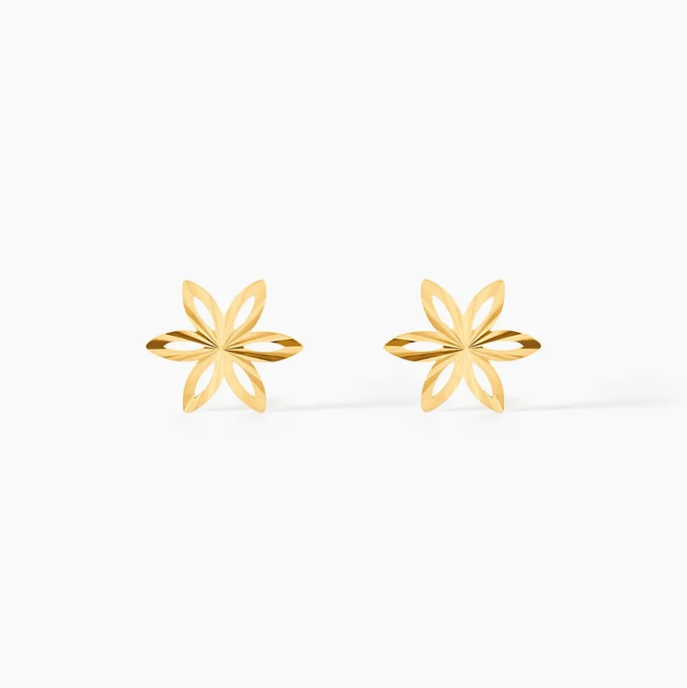 Boucles D'oreilles Puces Fadia Fleur Or Jaune