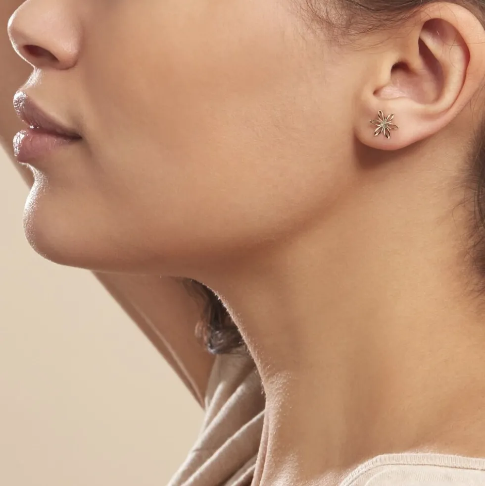 Boucles D'oreilles Puces Fadia Fleur Or Jaune