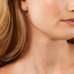 Boucles D'Oreilles Puces Feeria Argent Blanc Oxyde De Zirconium