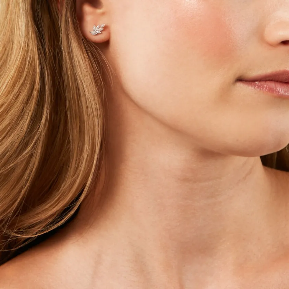 Boucles D'Oreilles Puces Feeria Argent Blanc Oxyde De Zirconium