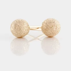 Boucles D'oreilles Puces Fidelia Boule Sablee Or Jaune