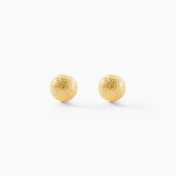 Boucles D'oreilles Puces Fidelia Boule Sablee Or Jaune