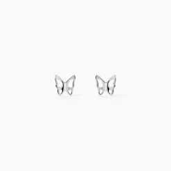 Boucles D'oreilles Puces Filippa Papillon Or Blanc