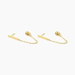 Boucles D'Oreilles Puces Fino Acier Jaune