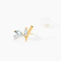 Boucles D'Oreilles Puces Florelys Or Jaune Topaze Oxyde De Zirconium