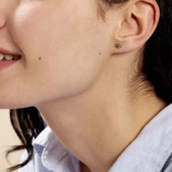 Boucles D'oreilles Puces Franzine Coquillage Or Jaune