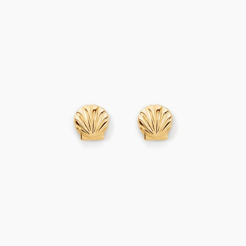 Boucles D'oreilles Puces Franzine Coquillage Or Jaune