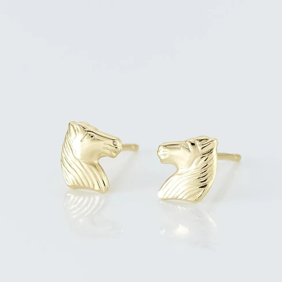Boucles D'oreilles Puces Freyia Cheval Or Jaune