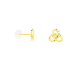 Boucles D'oreilles Puces Garnet Fleur Or Jaune